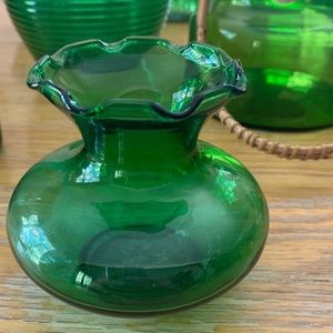 Antique green small bud vase